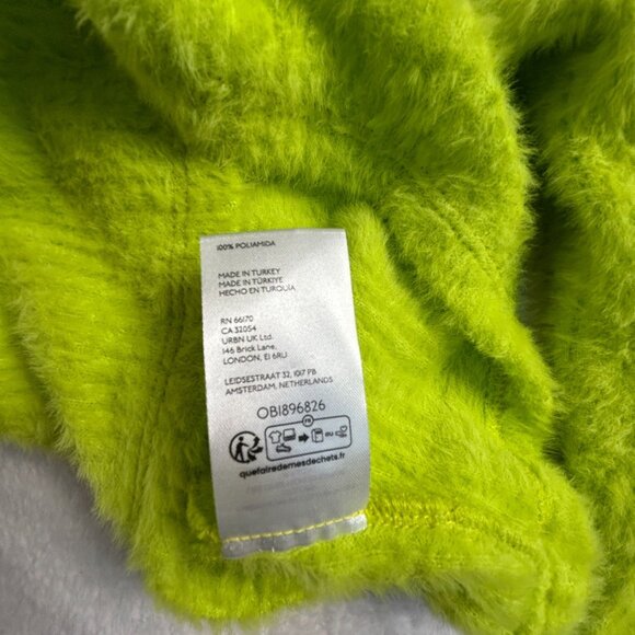 Anthropologie Womens Lime Green Fuzzy Knit Cropped Sweater XS Mock Neck New - Picture 5 of 8
